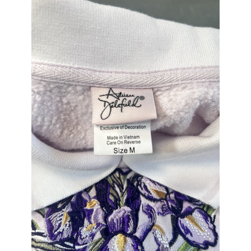 Vintage 90's Cottagecore Adrian Delafield Top Stitch Embroidered Sweatshirt - Picture 3 of 10